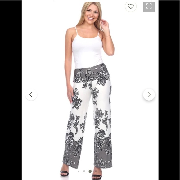 White Mark Pants - Floral Paisley Printed Palazzo Pants - White Mark e1.